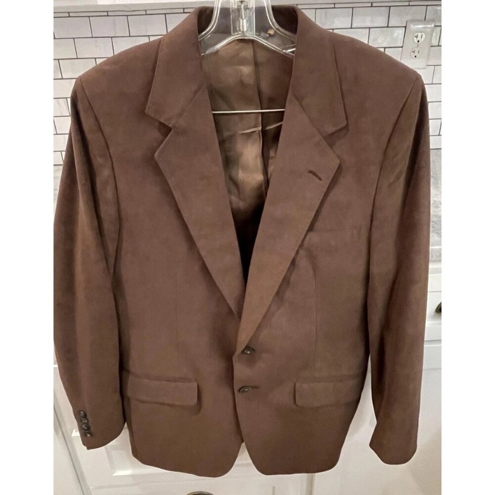 Vintage Palm Beach‎ Blazer Mens 40 Brown Suede Sport Coat Jacket USA 80s
